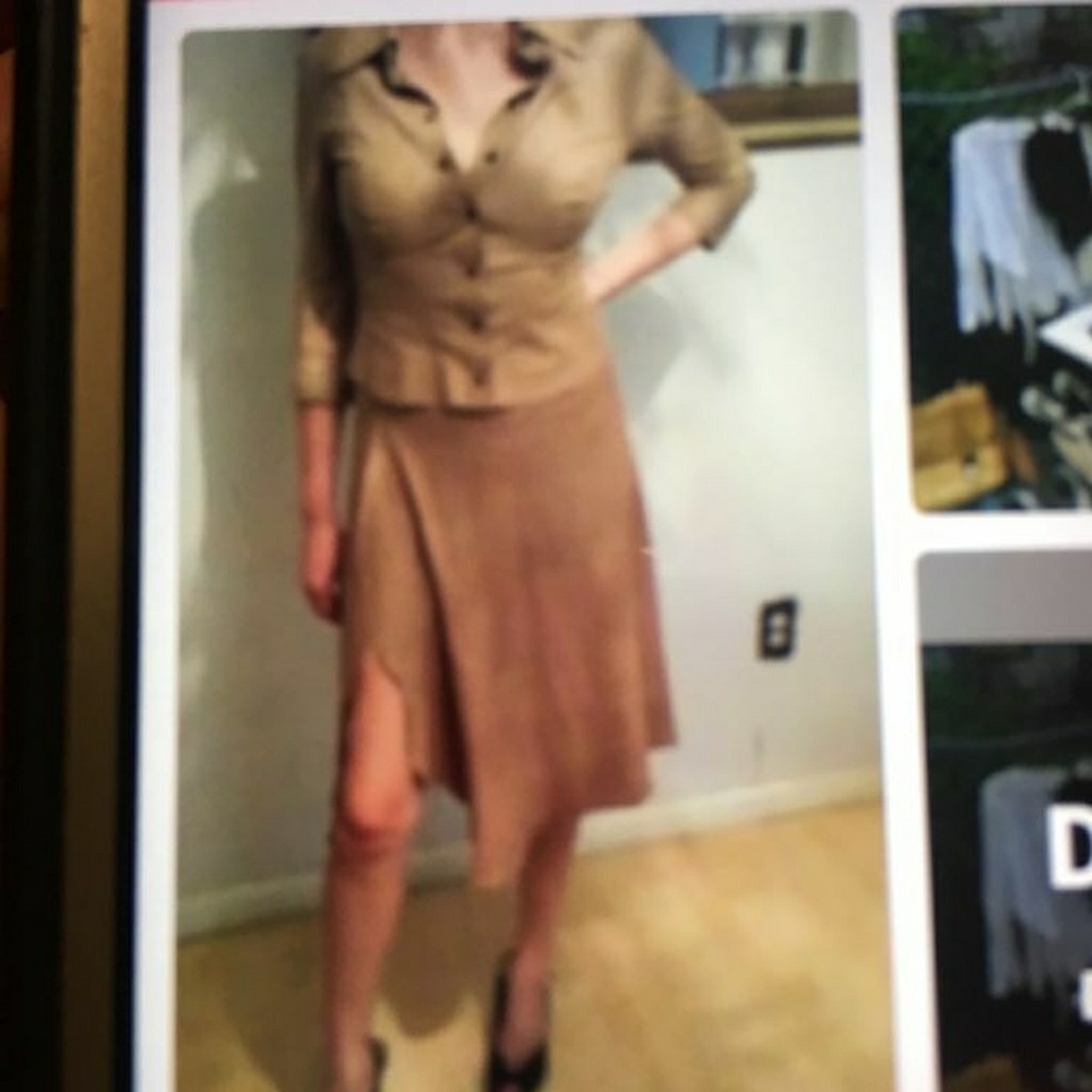 Elegant&sexy summer thin leather shirt and skirt